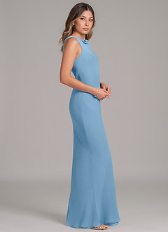 Azazie Allettie Bridesmaid Dresses Steel Blue Mermaid Chiffon Dress image7