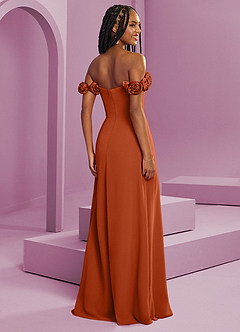 Barbie ♥ Azazie Jurken voor bruidsmeisjes Converteerbaar Jurk van Chiffon met A-Lijn Off the Shoulder Verbrande Sinaasappel image15