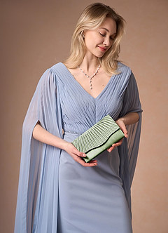 front Matching Color Metallic Satin Sandals Envelope Clutch Set
