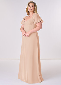 Barbie ♥ Azazie Brautjungfernkleider A-Linie Plissee Chiffon Kleid Englisches Rosa image9