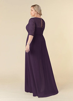 Azazie Leonine Kleider für die Brautmutter A-Linie Schaufel Spitze Chiffon Kleid Pflaume image11