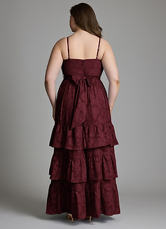 Azazie Nathalia Vestidos para Prova em Casa Vestido Cabernet de Esgotamento Floral de Linha A com Laço image13