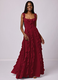 Barbie ♥ Azazie Bridesmaid Dresses Burgundy A-Line with Pockets Chiffon Dress image4