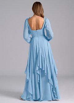 Azazie Karan Bridesmaid Dresses Powder Blue A-Line Long Sleeve Chiffon Dress image2