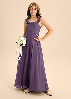 Azazie Callie Junior Plum A-Line Ruched Chiffon Dress image6