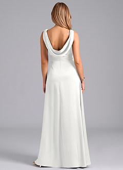 Azazie Karina Bridesmaid Dresses White A-Line Pleated Stretch Satin Dress image6