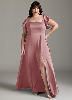 Azazie Bondi Bridesmaid Dresses Dusty Rose A-Line Bow Stretch Satin Dress image7