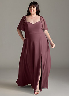 Azazie Chloe Brautjungfernkleider A-Linie Herzausschnitt Chiffon Kleid Sangria image7