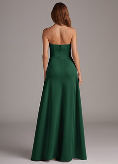 Azazie Wren Vestidos de damas de honor Vestido de Verde Oscuro de Satén Elástico de Corte en A Convertible con Sin tirantes image5