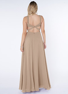 Azazie Nahrin Jurken voor bruidsmeisjes Jurk van Chiffon met A-Lijn V-hals Gevouwen Taupe image2