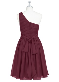 Azazie Katrina Brautjungfernkleider A-Linie One-Shoulder Chiffon Kleid Cabernetrot image7