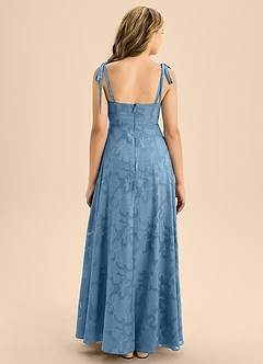 Azazie Rosey Junior Steel Blue A-Line Sweetheart Neckline Floral Burnout Dress image2