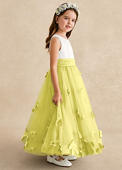Azazie Vi Flower Girl Dresses Canary A-Line Sleeveless Tulle Dress image7