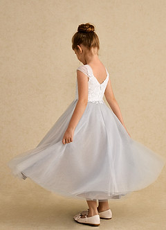Azazie Momo vestidos de niña de las flores Vestido de Marfil Blanco Alabastro de Encaje de Corte En A image4