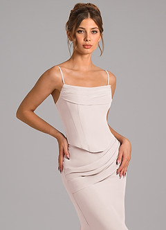 Azazie Sorrel Robes de demoiselle d'honneur Robe Sirène en Mousseline de soie Corset Rose Pétale image8