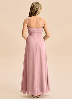 Azazie Jordyn Junior Vestido de Rosa Polvorienta de Gasa de Corte en A con Escote de Corazón image2