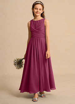 Azazie Ducky Girls Formal Sukienki dla dziewczynek sypiących kwiaty Linia A Pofałdowany Szyfon Długość kostki Sukienka image4