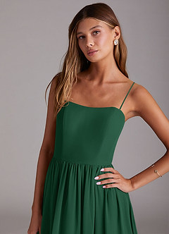 Azazie Calianna Jurken voor bruidsmeisjes Converteerbaar Jurk van Chiffon met A-Lijn Off the Shoulder Donkergroen image2