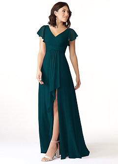 Azazie Omari Bridesmaid Dresses Pine A-Line Chiffon Dress image4