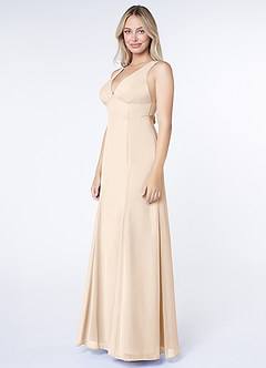 Azazie Christiana Bridesmaid Dresses White Alabaster A-Line V-Neck Pleated Chiffon Dress image4