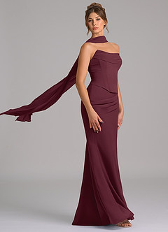 Azazie Sorrel Bridesmaid Dresses Cabernet Mermaid Corset Chiffon Dress image3