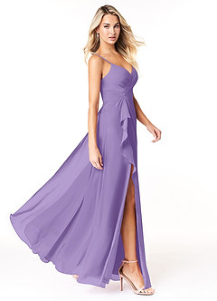 Azazie Emerald Final Sale Tahiti A-Line Ruffled Chiffon Dress image2