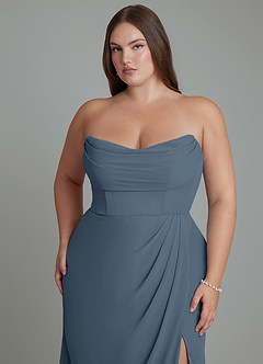Azazie Johana Abiti da Damigella Abito Convertibile Sirena in Chiffon Spalle Scoperte Blu Nettuno image15