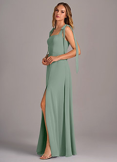 Azazie Debra Bridesmaid Dresses Silver Sage A-Line with Pockets Chiffon Convertible Dress image4