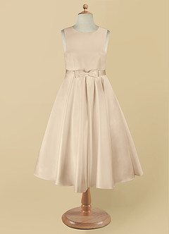 Azazie Coco Flower Girl Dresses Champagne A-Line Bow Matte Satin Dress image8