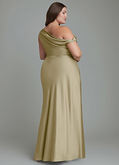 Azazie Emerson Bridesmaid Dresses Moss Green Mermaid Off the Shoulder Stretch Satin Dress image9