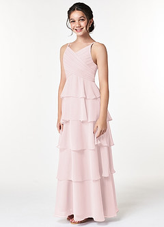 Azazie Daniela A-Line Ruched Chiffon Floor-Length Junior Bridesmaid Dress image3