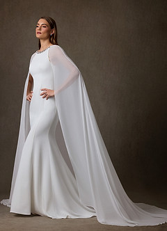 Azazie Naia Wedding Dresses Diamond White Mermaid Crepe Back Satin Dress image10