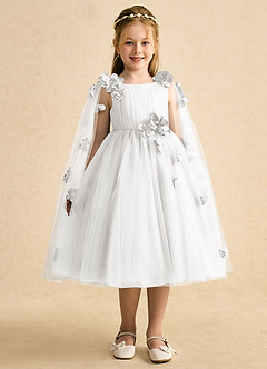 Azazie Staria Vestidos de florista Vestido Branco de Tule de Vestido de baile com Ruched image6