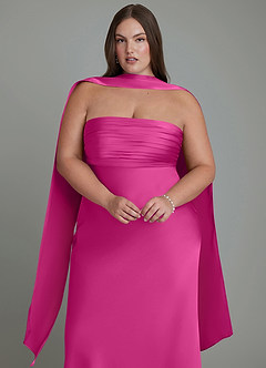 Azazie Saylor Brudtärnklänningar Klänning av Sjöjungfru i Stretch Satin Axelbandslös Fuchsia image18