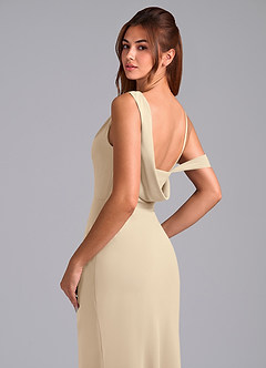 Azazie Madelyn Robes de demoiselle d'honneur Robe Sirène Convertible en Mousseline de soie Ue épaule Champagne image2
