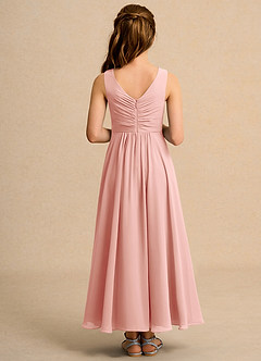 Azazie Ducky Junior Formal vestidos de niña de las flores Vestido de Rosetón de Gasa de Corte En A con Plisado image2