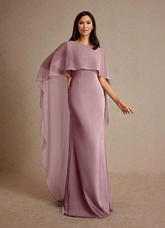 Azazie Milfred Mother of the Bride Dresses Dusty Rose Sheath Boatneck Stretch Satin Dress image3