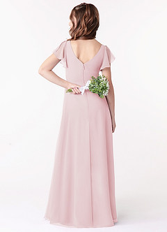 Azazie Omari Junior Blushing Pink A-Line Ruched Chiffon Dress image2