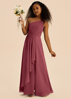 Azazie Skye Junior A-Linie Plissee Chiffon Kleid Merlot image3