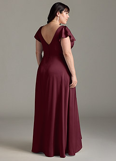 Azazie Omari Bridesmaid Dresses Cabernet A-Line Stretch Satin Dress image8