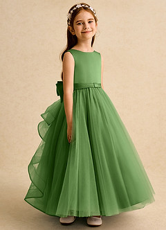 Azazie Lior Abiti da Ragazza di Fiori Abito Principessa in Tulle Plissettato Basilico image3