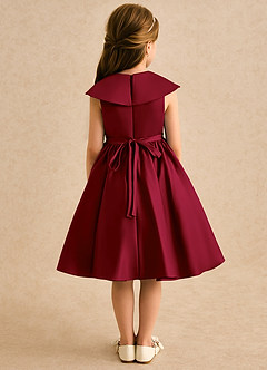 Azazie Acorn Robe Demoiselle D'honneur Fillette Robe Trapèze en Mat Satiné Plissée Bourgogne image2