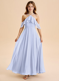 Azazie Tessabelle Junior Vestido de Lavanda de Gasa de Corte en A con Vestidos sin tirantes image5