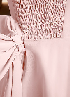 Azazie Arie Junior Blushing Pink A-Line Ruched Chiffon Dress image7
