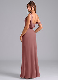 Azazie Madelyn Bridesmaid Dresses Desert Rose Mermaid One Shoulder Chiffon Convertible Dress image6