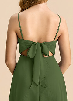 Azazie Shale Junior Olive A-Line Bow Chiffon Dress image6
