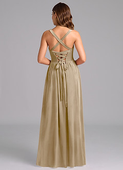 Azazie Francis Bridesmaid Dresses Golden Tan A-Line Corset Velvet Dress image5