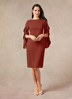 Azazie Carter vestidos de madre de la novia Vestido de Terracota de Chifón elástico de Recto con Volante image4