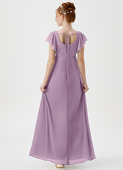 Azazie Bondi Junior A-Linie Seitliche Cut-Outs Gittergewebe Kleid Blauregen image2