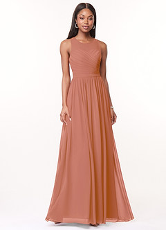 Azazie Nina Bridesmaid Dresses MAI TAI A-Line Pleated Chiffon Dress image1
